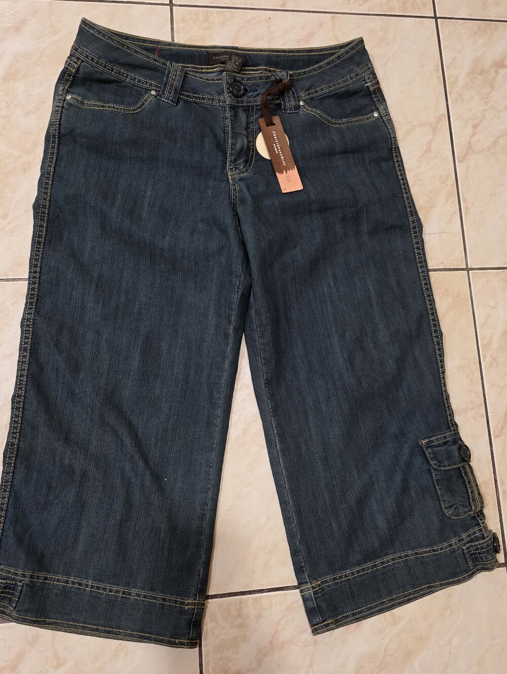 Christopher Blue Indigo Cropped Wide-Leg Jeans